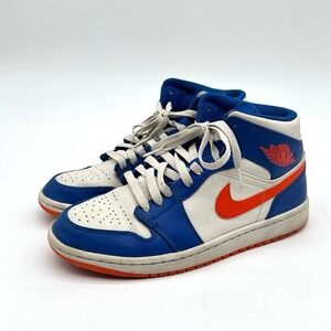 Nike Air Jordan 1 Mid Knicks 2022 Blue Orange Mens‎ US 7.5 FD1029-400 Streetwear